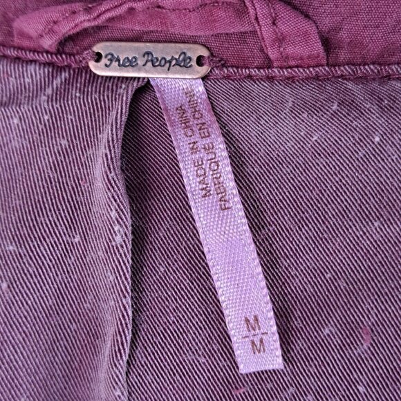 Free People Daisy Jane Size Medium Embroidered Eyelet Bomber Jacket Raspberry - Picture 13 of 16